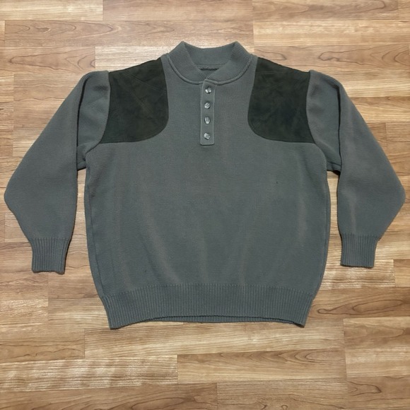 Filson Other - Filson Mens Peat Green Virgin Wool Shoulder Panels Henley Guide Sweater Size S/M